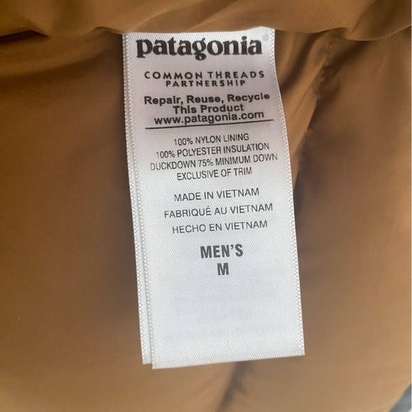 Men’s Patagonia Bivy Down Vest- Tan & Blue - Picture 7 of 10